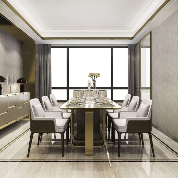 3d rendering dining set in modern luxury dining room