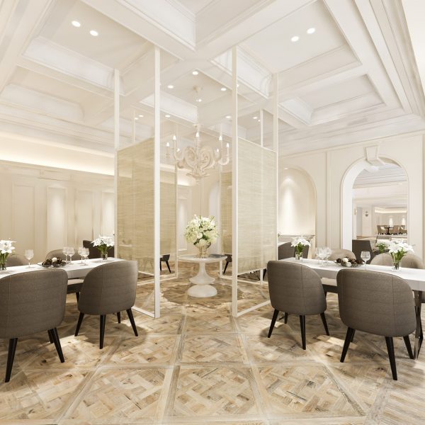 3d renering elegant lounge lobby area and library in sales center