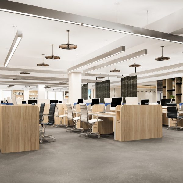 3d rendering business meeting and working room on office building